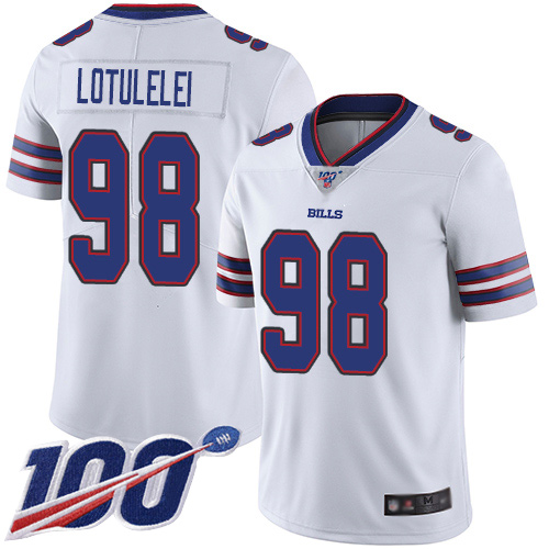 Men Buffalo Bills #98 Star Lotulelei White Vapor Untouchable Limited Player 100th Season NFL Jersey